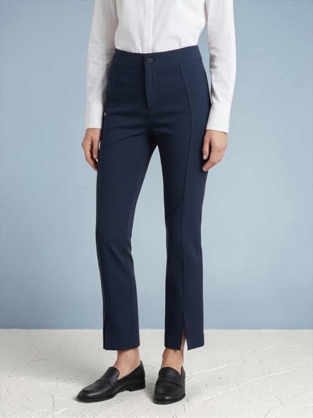 AYR Women’s The Sizzle Navy Tonal Seamed Stretch Ankle Pants Size 8